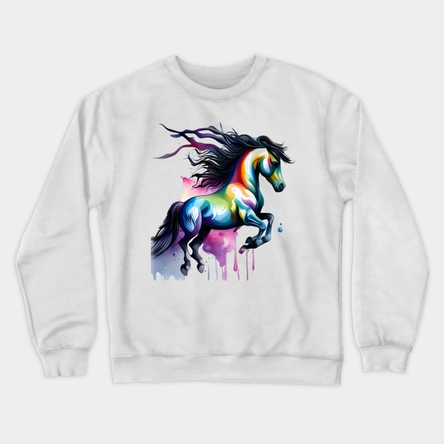 Watercolor Horse Crewneck Sweatshirt by mdr design